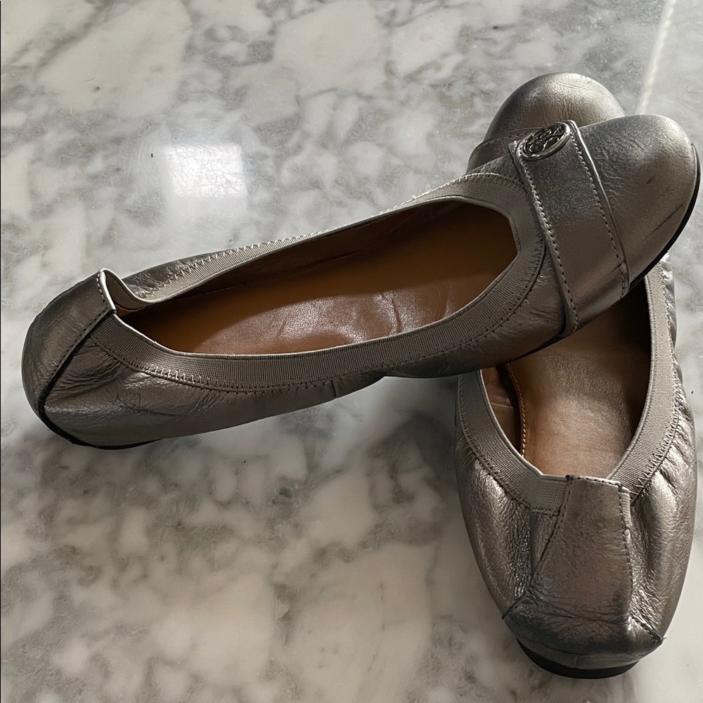 Coach Metallic Silver Women's Flats - Picture 2 of 5